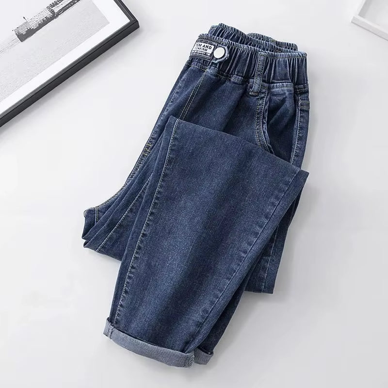 XL-4XL Spring Autumn Large Size Harem Jeans Woman High Waist Elastic Denim Pants Women Baggy Mom Jeans Vaqueros Mujer.