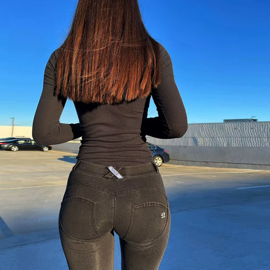 Melody Stretch Boyfriend Jean Straight Leg Jeans Womens Denim Skinny Black Pants Hip Capris Pencil Jeggings Femme Push Up.