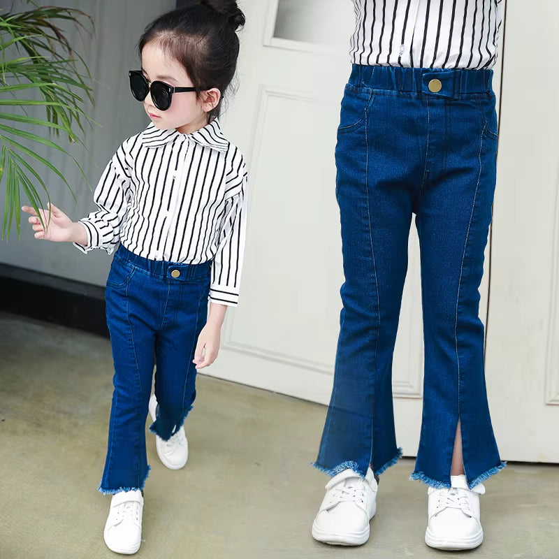 Cute Cartoon Pattern Kids Jeans Spring Autumn Winter Lovely Cat High Quality Children Pants Casual Trouses Baby Girls Jeans.