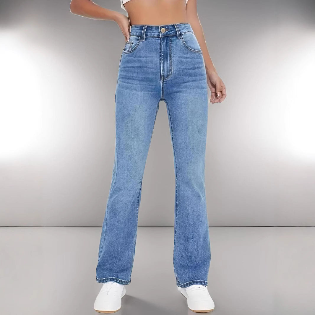 European and American Style Women Skinny Light Blue Jeans for Women Slim-Fit Figure Flattering Pants Trendy.