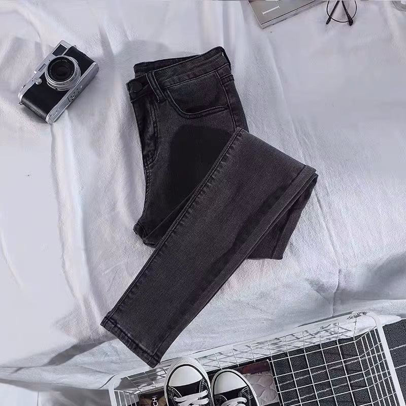 Elastic Strech Jeans for Women High Waist Full Length Skinny Pencil Black Blue Denim Pants Slim Streetwear Female Trousers.