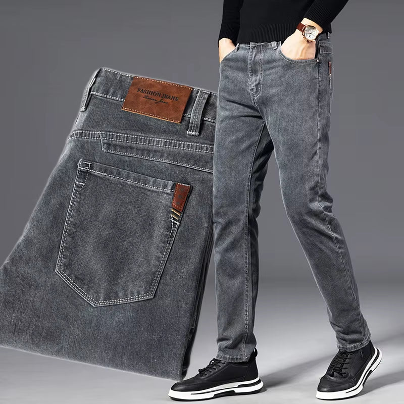 Autumn Summer Denim Jeans Men Straight Stretch Regular Jeans for Man Black Classic Vintage Mens Pant Big Size 29-38 40.