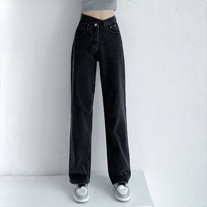 Jeans Women Wide Leg Pants Mom Femme Black Blue Jeans High Waist Woman Trousers 2023 Clothing Pantalones Spodnie Damskie.