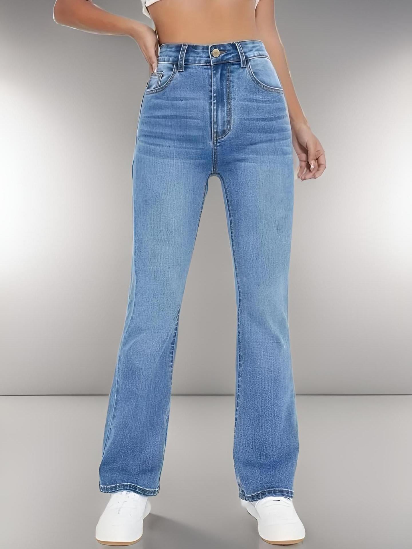 European and American Style Women Skinny Light Blue Jeans for Women Slim-Fit Figure Flattering Pants Trendy.