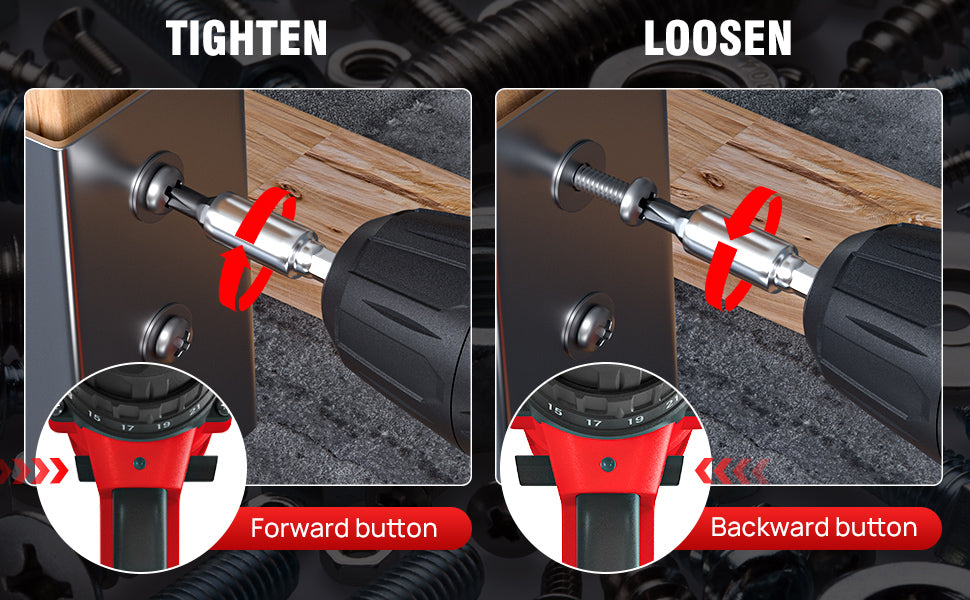 21-V-Batteriebohrmaschine, Elektroschrauber mit 45 Nm, 25+1 Spanndrehmomenteinstellungen, 29-teiliges Zubehör, LED-Licht, Sicherheitsbohrmaschine