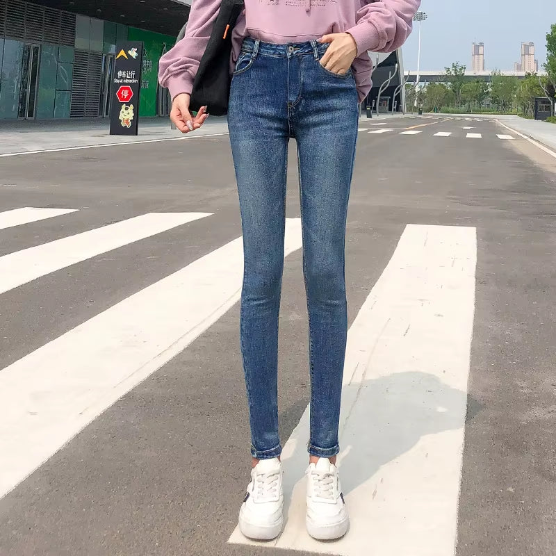 NEW Women Stretch High Waist Classic Retro Jeans Lady Clothes 38 40 Skinny Pants Push up Leggings Mom Jeans Pencil Trousers.