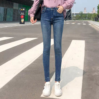 NEW Women Stretch High Waist Classic Retro Jeans Lady Clothes 38 40 Skinny Pants Push up Leggings Mom Jeans Pencil Trousers.