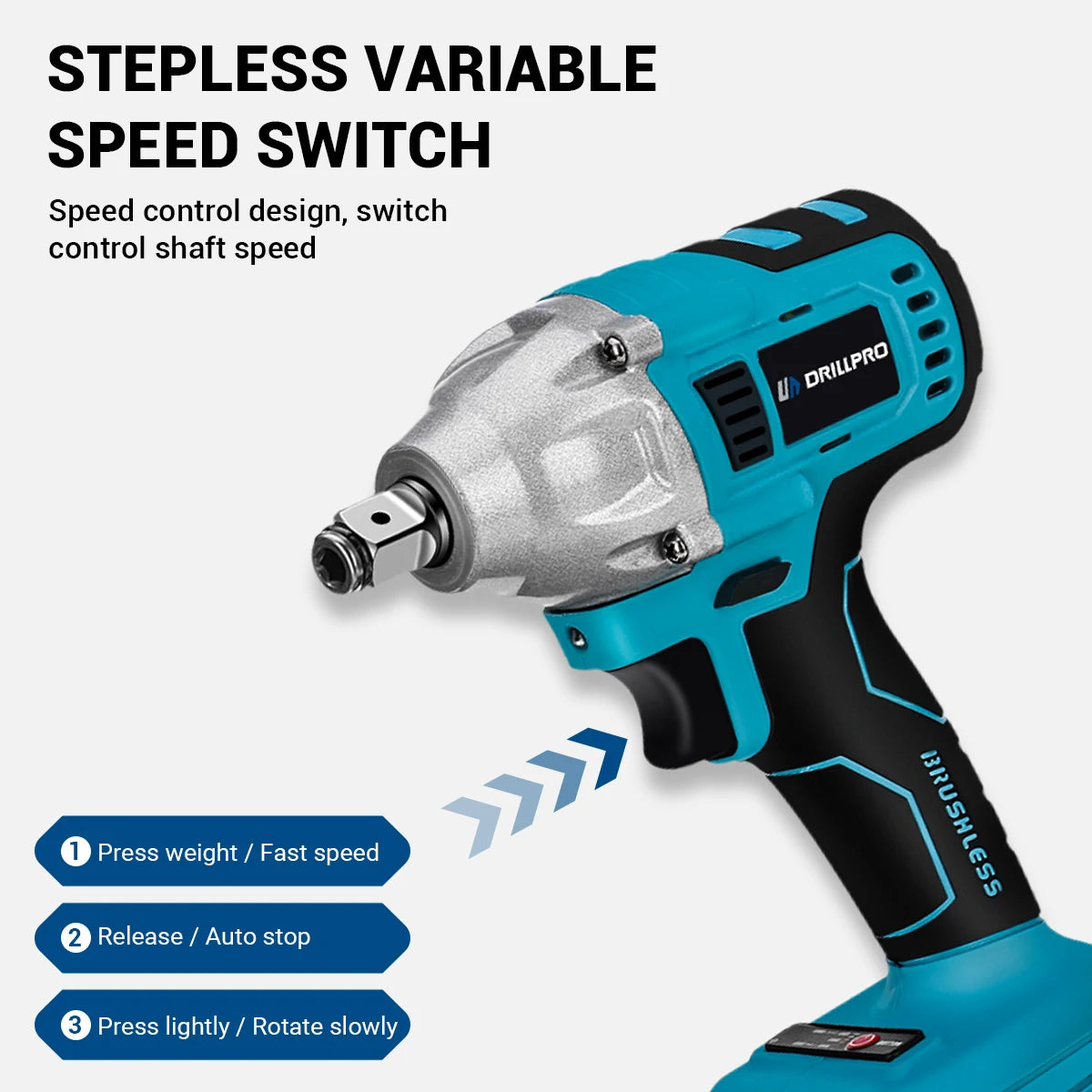 Drillpro Elektrowerkzeug-Set, 800 N.M, elektrischer Schraubenschlüssel, Bohrhammer, 13 mm Bohrmaschine, 125 mm Winkelschleifer für Mak 18 V