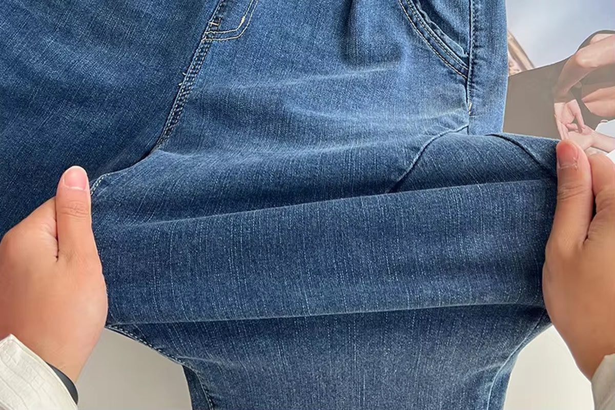 XL-4XL Spring Autumn Large Size Harem Jeans Woman High Waist Elastic Denim Pants Women Baggy Mom Jeans Vaqueros Mujer.