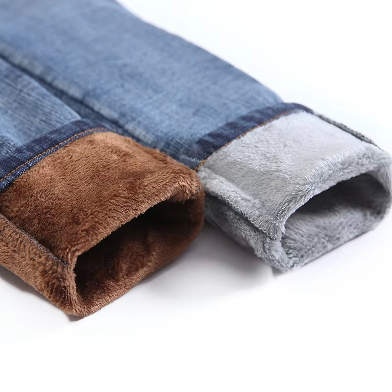 Winter Thick Velvet Women High Waist Skinny Jeans Simple Fleece Warm Slim Fit Stretch Ladies Casual Denim Pencil Pants.