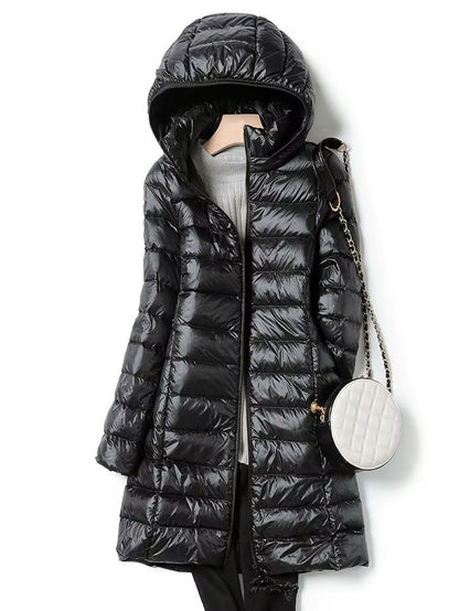 0-10℃ Women Winter Jackets Ultralight Portable Puffy Thin down Coat Hooded Female Duck down Jacket Hood Detachable Outerwear.