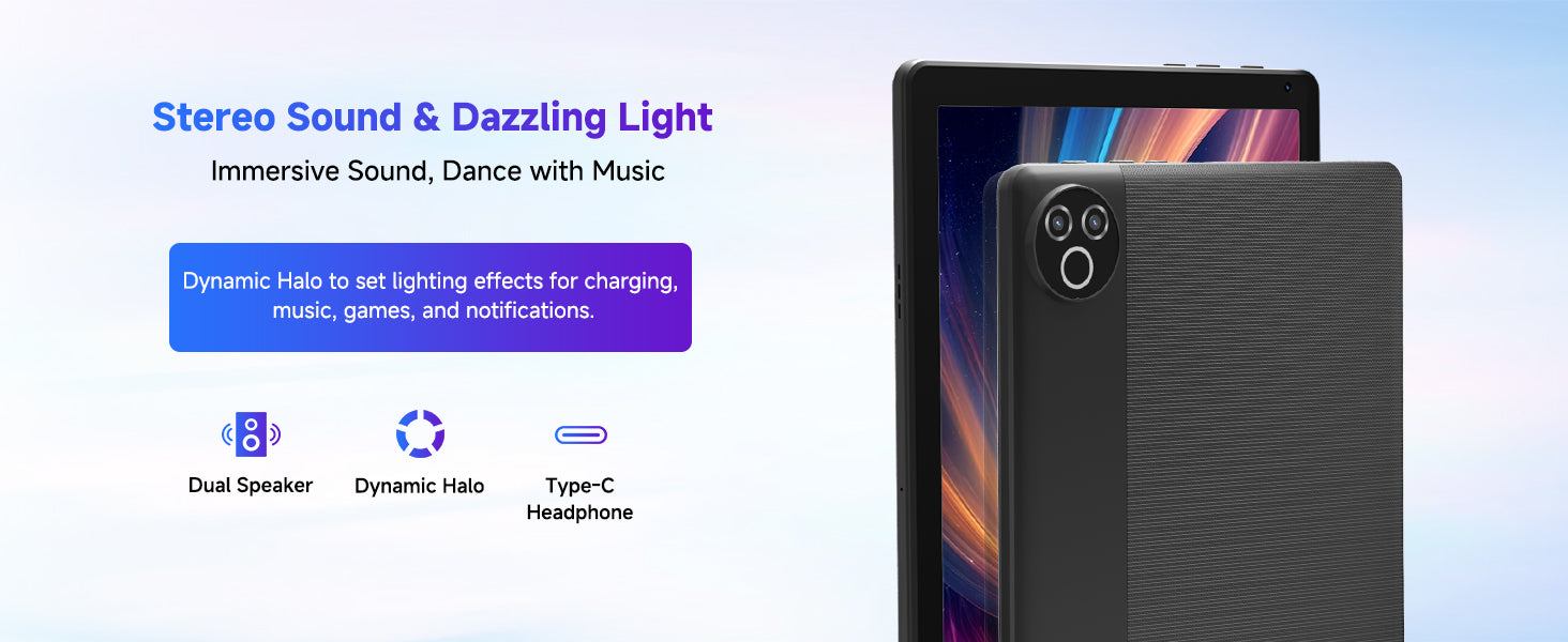 Android 15 Tablet 10 Inch OS GMS Certified Tablets 1.8 GHz 5-Core 20GB RAM 64 GB ROM 1TB Expand WiFi 6 Bluetooth 5.4 Dual Camera.