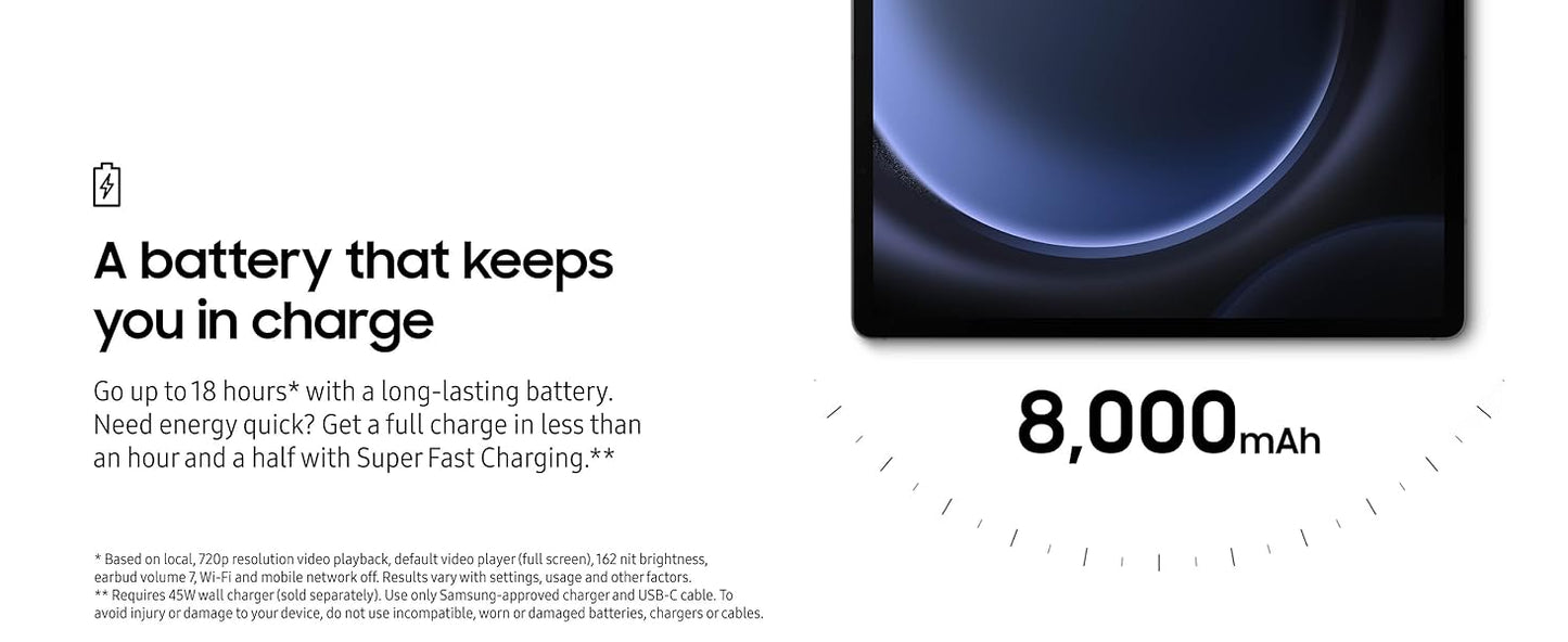 Original Samsung Galaxy Tab S9 FE X510 Exynos 1380 10.9'' Display Tablet WIFI 8000mAh Battery IP68 Waterproof Android With S Pen.