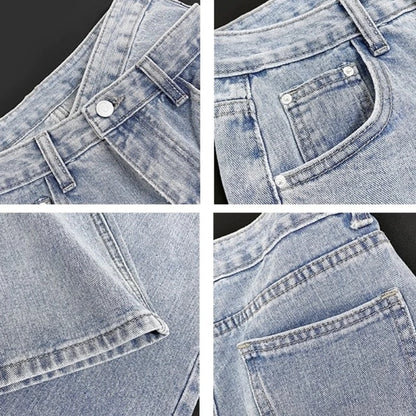 High Waist Jeans Women Loose Solid Mopping Simple Street Denim Trousers Girls Trendy Designed All-Match Young Lady Stylish Ins.