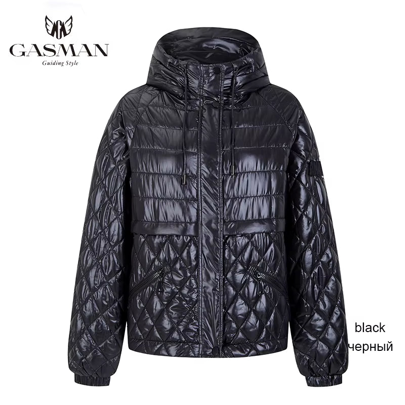 2022 New Spring Cotton Solid Short Puffer Jacket for Women Zipper down Parka Women Autumn Clothes Hooded down Jacket Coat.