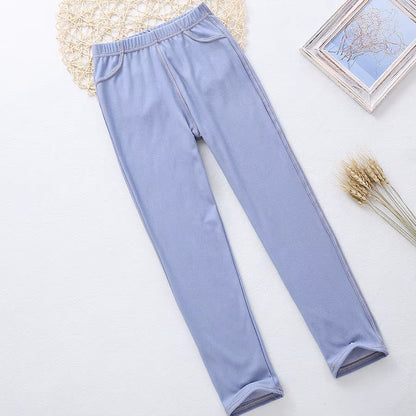 Sheecute New Spring Summer Fashion Girls Pencil Knit Imitation Denim Fabric Jeans Kids Candy Colore Mid Waist Full Length Pants.