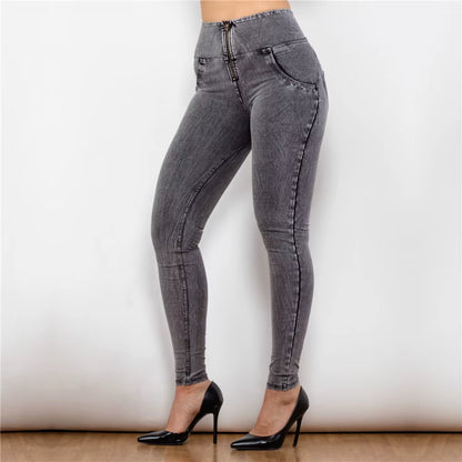 Melody Grey High Waist Zipper Fly Jeans Jeggings.