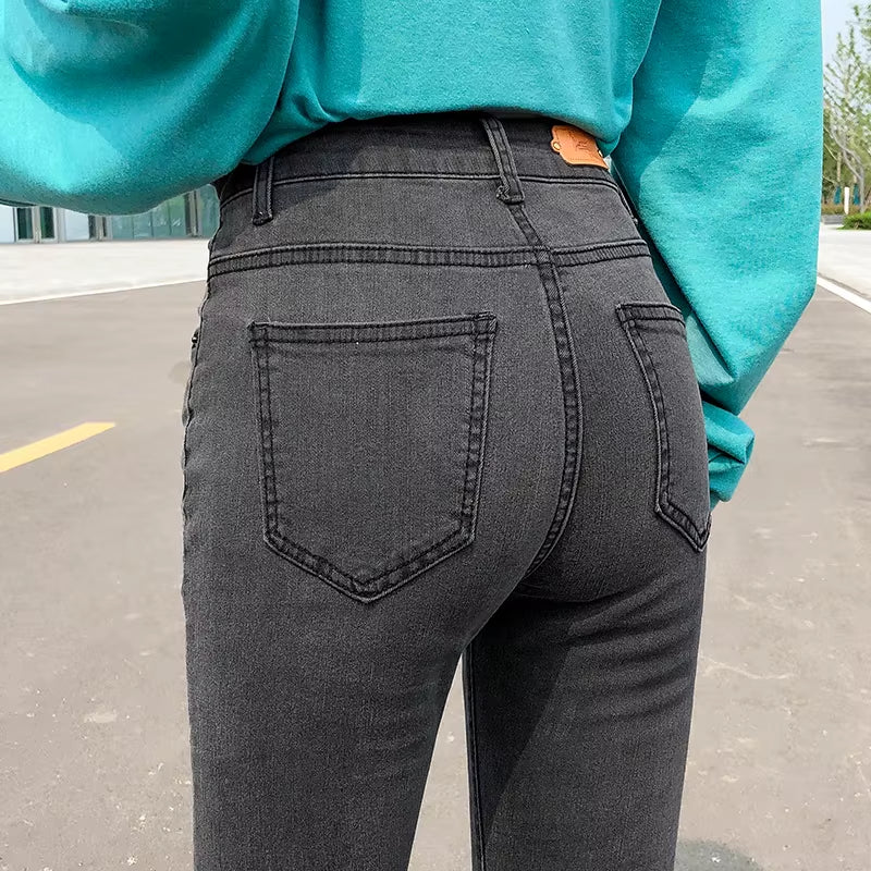 NEW Women Stretch High Waist Classic Retro Jeans Lady Clothes 38 40 Skinny Pants Push up Leggings Mom Jeans Pencil Trousers.