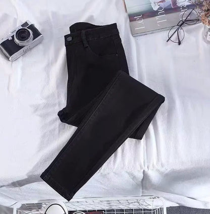 Elastic Strech Jeans for Women High Waist Full Length Skinny Pencil Black Blue Denim Pants Slim Streetwear Female Trousers.