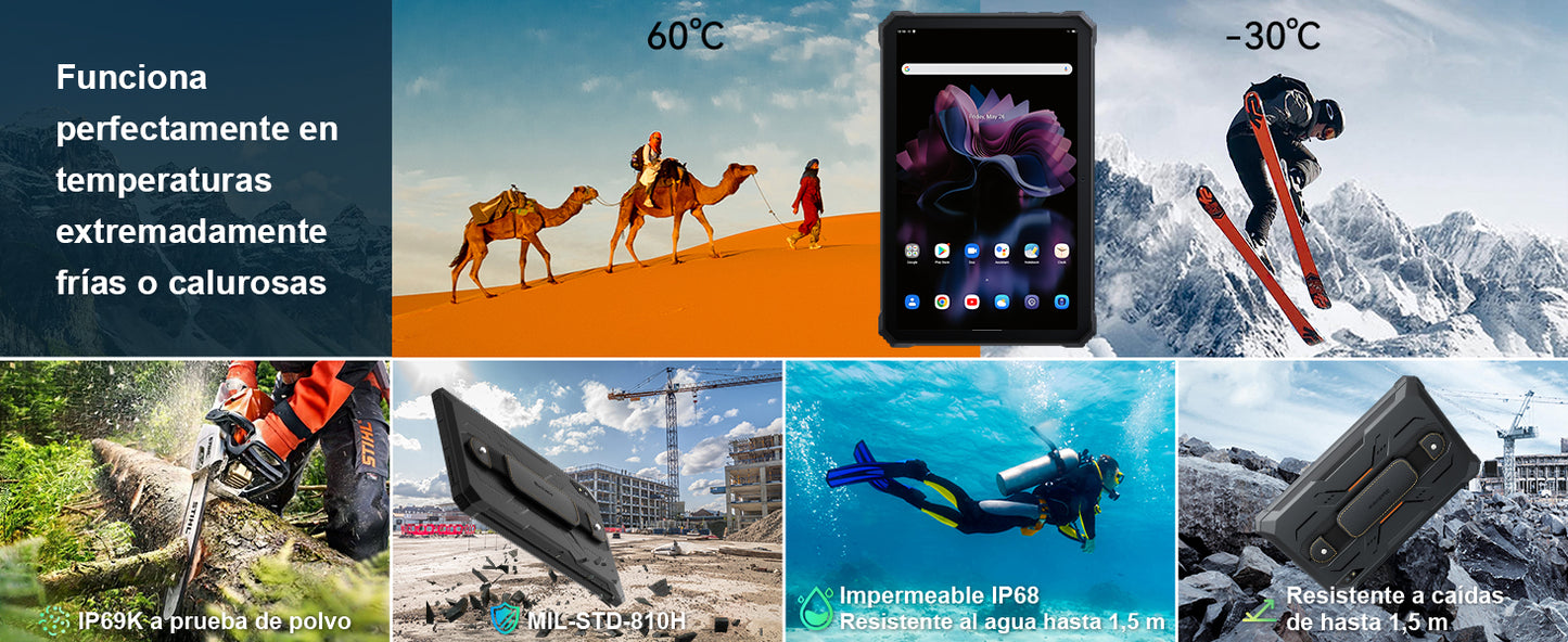 Blackview Active 8 Pro Rugged Tablets Android 14 10.36" 2.4K Display Helio G99 16GB 256GB Tablet PC 22000mAh.