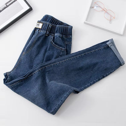 XL-4XL Spring Autumn Large Size Harem Jeans Woman High Waist Elastic Denim Pants Women Baggy Mom Jeans Vaqueros Mujer.