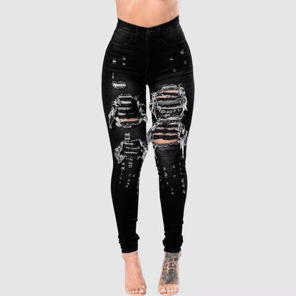 2023 Autumn High Waist Ripped Jeans for Women Fashion Stretch Skinny Denim Pencil Pants Casual Slim Trousers S-3XL.