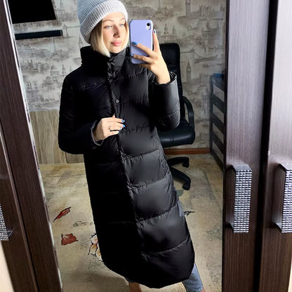 2021 Winter Women Jacket X-Long Stand-Up Collar Cotton Padded Female Coat High Quality Warm Womens Parka Manteau Femme Hiver.