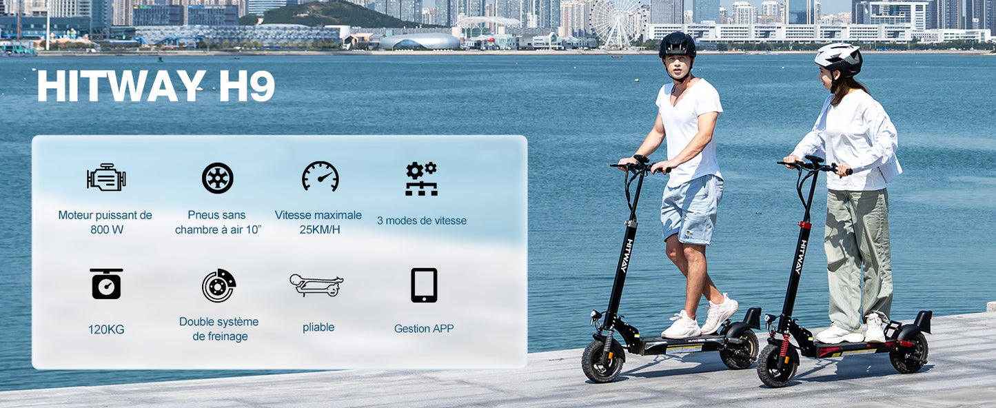 Hitway E scooter, road certified (Abe), 10 inch adult electric scooter, 15.6ah battery, 500W motor.