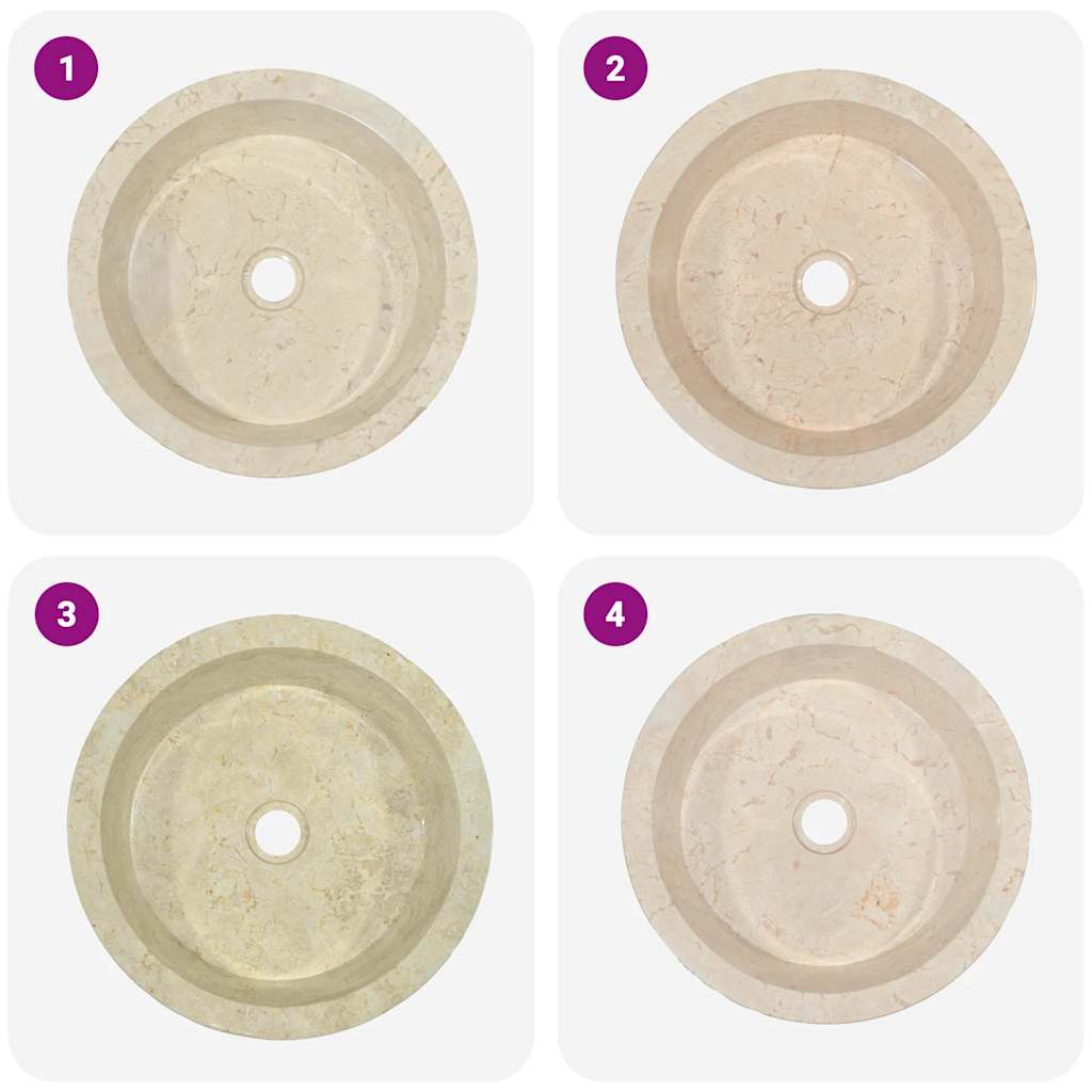 Cremefarbenes Waschbecken Ø40x15 cm in Marmorbecken, Badezimmer und Küchen, Dekoartikel, Badezimmerzubehör