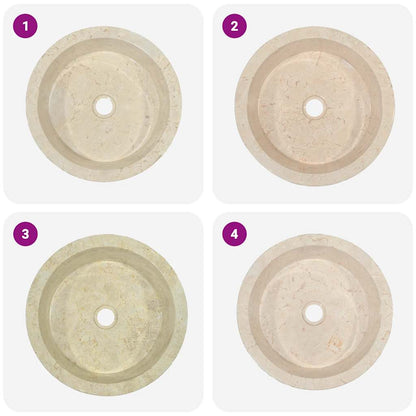 Cremefarbenes Waschbecken Ø40x15 cm in Marmorbecken, Badezimmer und Küchen, Dekoartikel, Badezimmerzubehör