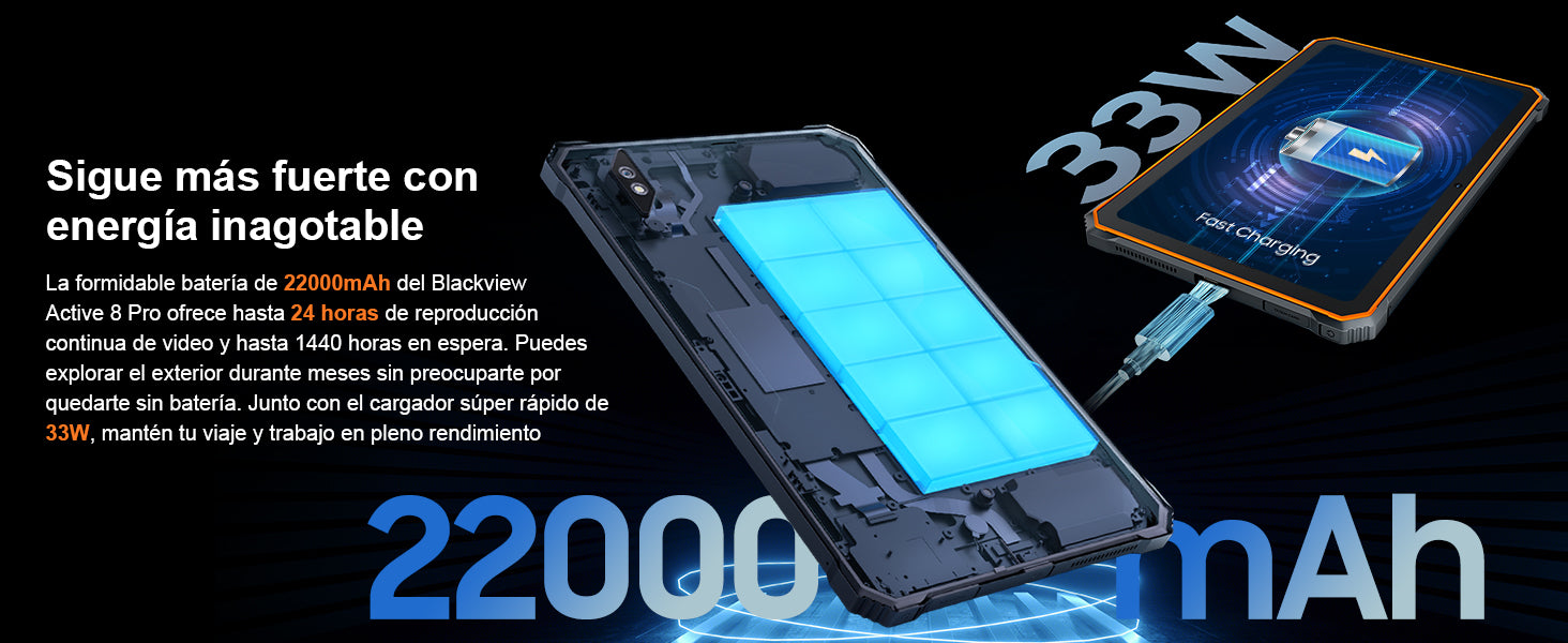 Blackview Active 8 Pro Rugged Tablets Android 14 10.36" 2.4K Display Helio G99 16GB 256GB Tablet PC 22000mAh.