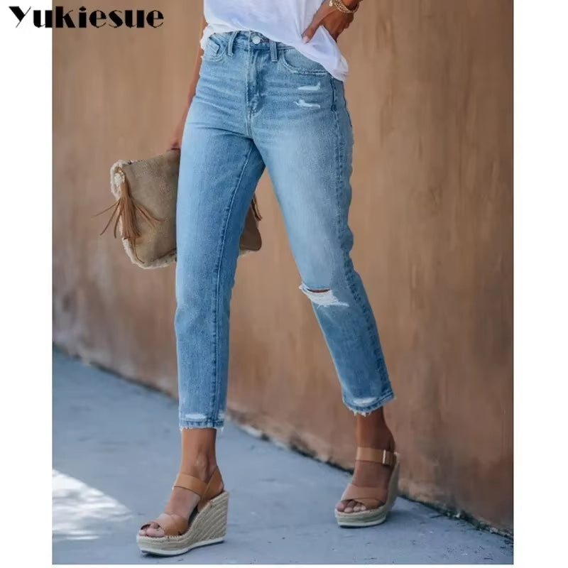 Vintage High Waisted Jeans Woman Bleached Woman'S Jeans for Women Ripped Harem Pants Boyfriend Jeans Women'S Clothes.