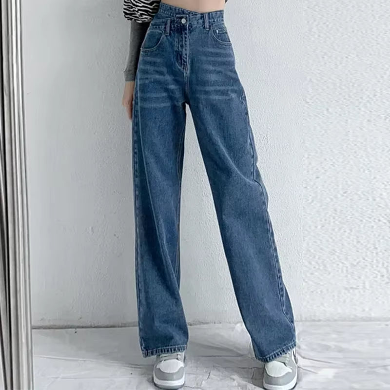 Jeans Women Wide Leg Pants Mom Femme Black Blue Jeans High Waist Woman Trousers 2023 Clothing Pantalones Spodnie Damskie.