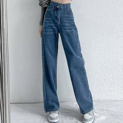 Jeans Women Wide Leg Pants Mom Femme Black Blue Jeans High Waist Woman Trousers 2023 Clothing Pantalones Spodnie Damskie.