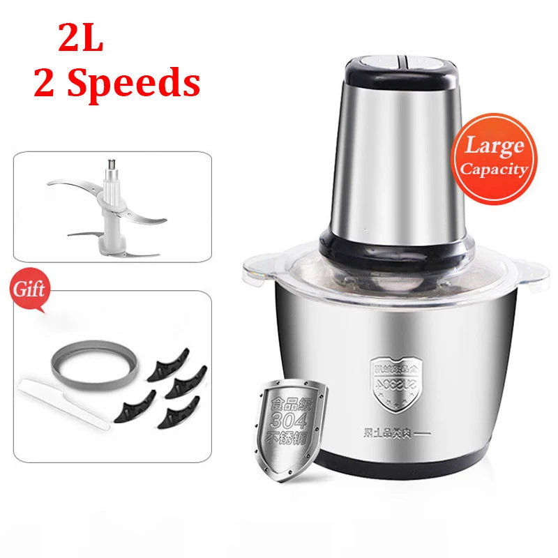 2L/5L Electric Meat Grinder Food Processor Chopper Stainless Steel Kitchen light Machine Chopper Slicer Machine Home Grinder.