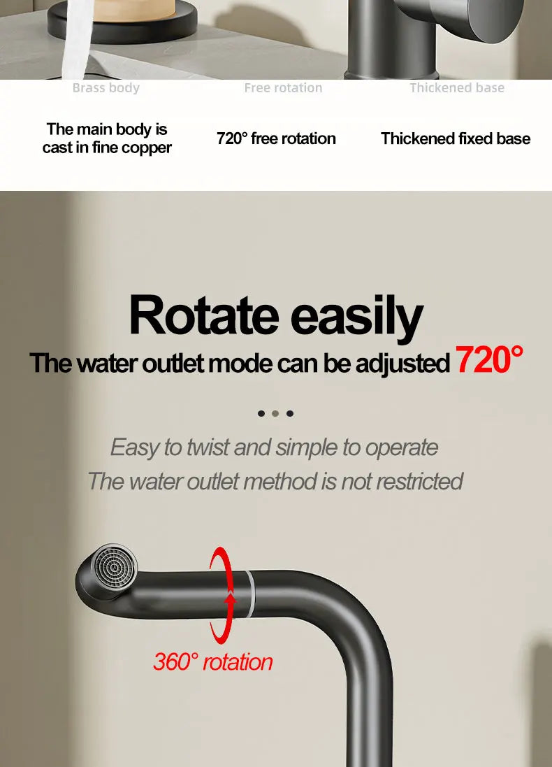 Copper universal faucet, washbasin, bathroom, cold and hot water, household washing, washing, vegetable washing, washbasin, fauc