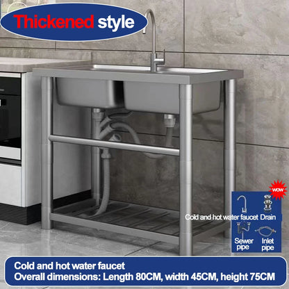 304 stainless steel sink, single-sink sink, household vegetable-washing sink, under-sink sink, large single sink, kitchen water