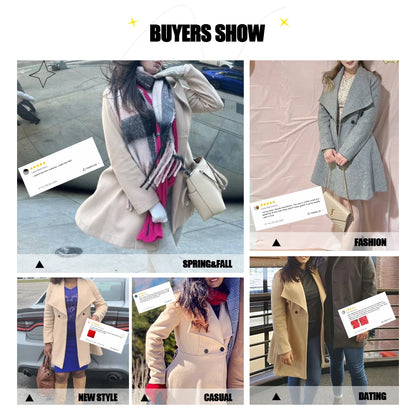 Mia Muse Damenmäntel, Winter, einfarbig, langärmelig, Revers, Knopfleiste, Arbeitsmäntel, Neujahr, Rot, Valentinstagsgeschenk, Oberbekleidung.