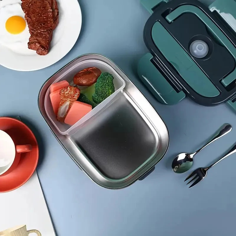 2-In-1 Electric Heating Lunch Box Car+Home 220V 1.5L 60W Portable Stainless Steel Liner Bento Lunchbox Food Container Bento Box
