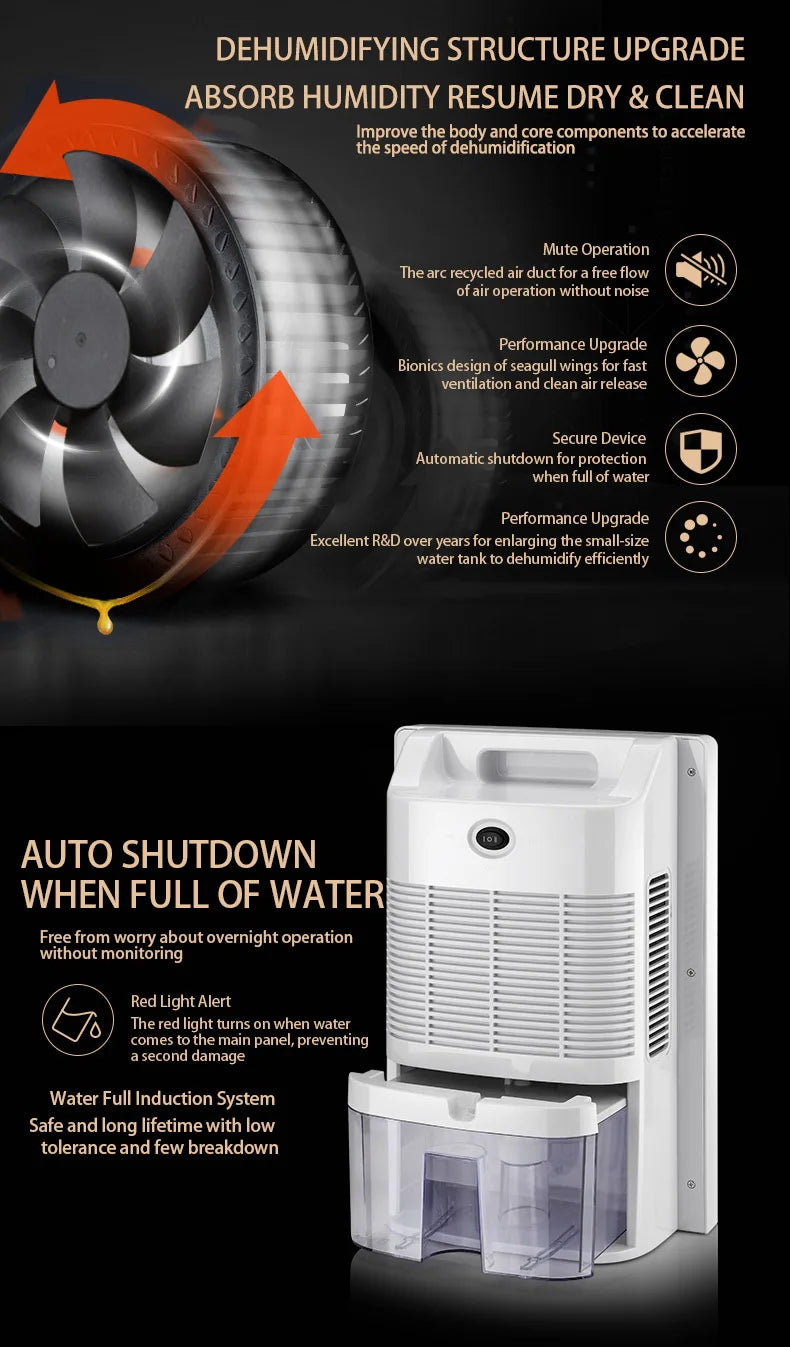 Dehumidifier and Air Purifier 2 in 1 Moisture Absorber Household Mute Bedroom Basement Remote Control Timing External Water Pipe.