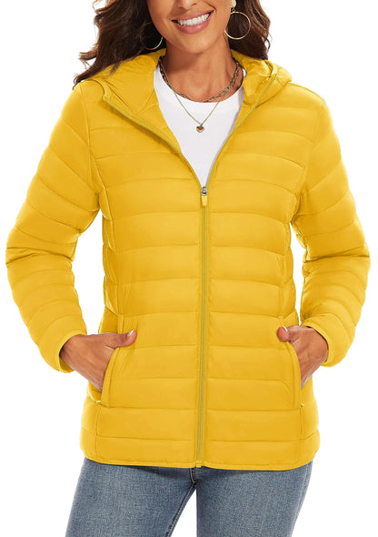 TACVASEN Winter Hooded Puffer Jacket Womens Quilted Warm Coats Casual Windbreaker Waterproof Padded Lightweight Outdoor Outwear.