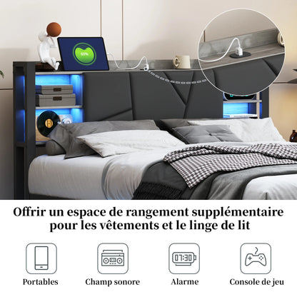 Rosahqnda gepolsterter Doppelbettrahmen 140–160–180 x 200 cm mit 2 Schubladen, Aufbewahrungs-Jugendbett, Gästebett, Apartmentbett, Eisenbett, PU