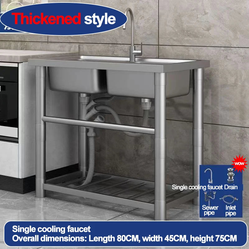 304 stainless steel sink, single-sink sink, household vegetable-washing sink, under-sink sink, large single sink, kitchen water