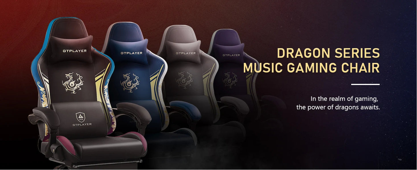 GTPLAYER Gaming Stuhl Gamer Stuhl mit Bluetooth-Lautsprechern und Fußstütze, Dragon Series Bürostuhl, Ergonomischer Gaming-Stuhl