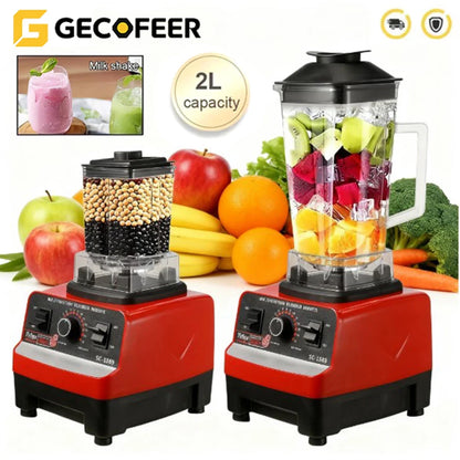GECOFEER 2 in 1 Electric Blender High Power Heavy Duty Commercial Blender Food Processor Ice Smoothies Kitchen Stationary Mixer.