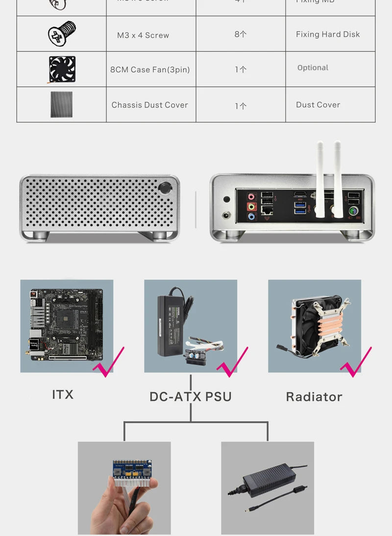 METALFISH MetalGear Plus Aluminum Mini HTPC Case Mini ITX Cases Computer Gaming PC Desktop Case Support DC ATX PSU.