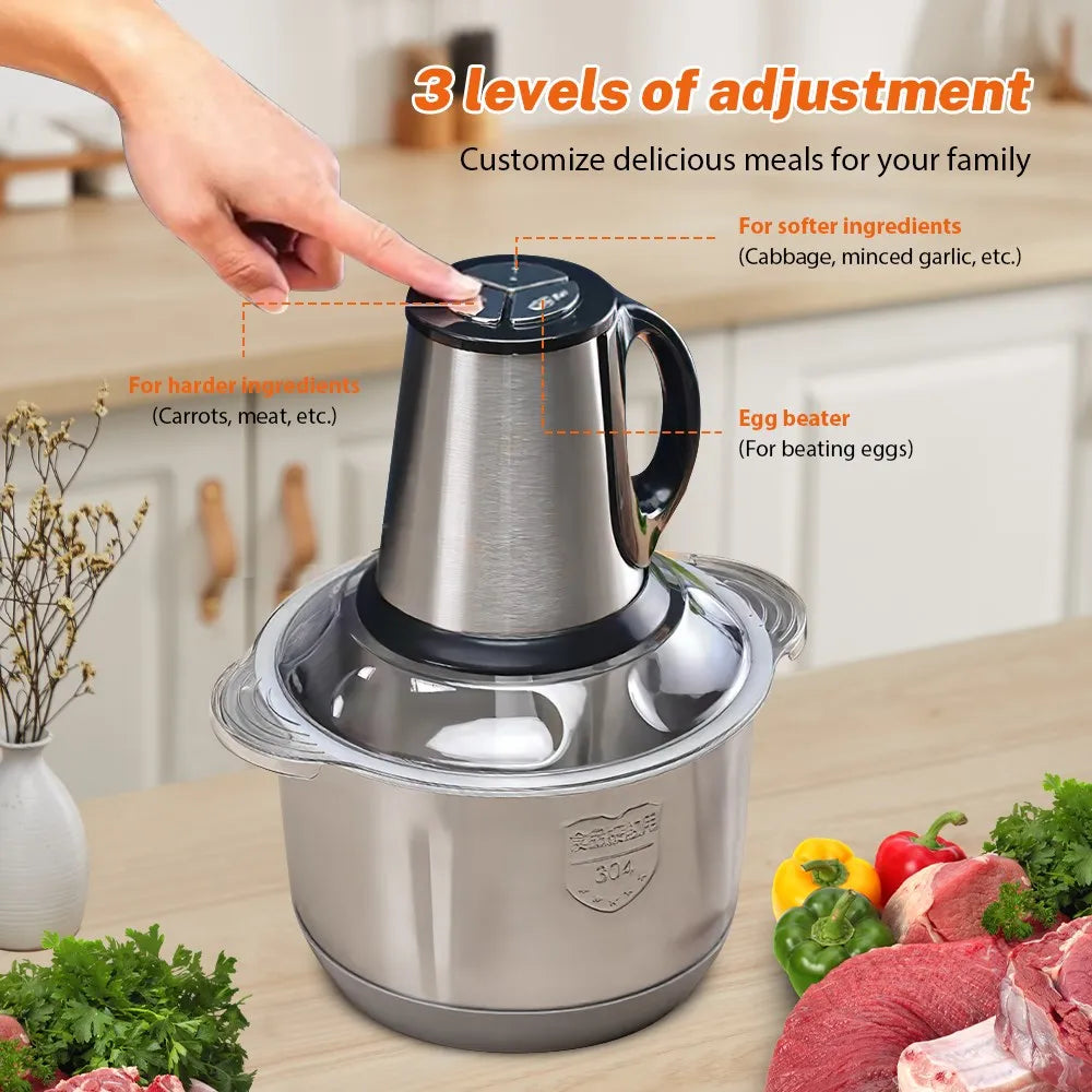 Electric Meat Grinders 5L Food Crusher Stainless Steel Multifunctional Vegetable Slicer Processor Chopper Kitchen Blenders.
