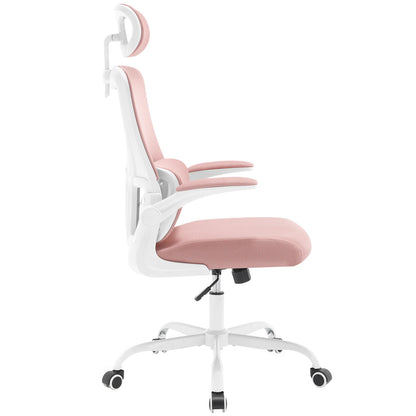 WOLTU Drehbarer Bürostuhl, ergonomischer Netz-Schreibtisch, Computerstuhl, höhenverstellbar, Schaukelfunktion, umkehrbare Armlehnen, Kopfstütze