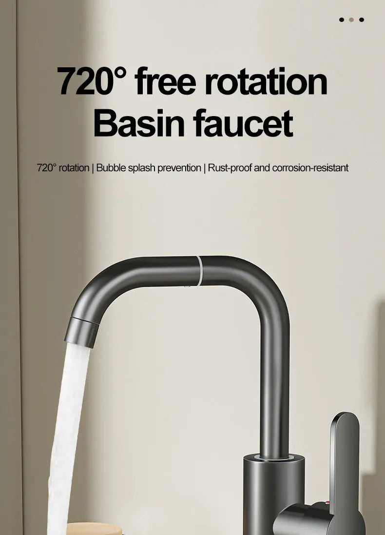 Copper universal faucet, washbasin, bathroom, cold and hot water, household washing, washing, vegetable washing, washbasin, fauc