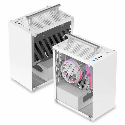 METALFISH T40 Mini ITX Case 7L Gaming Computer White Chassis Compact Transpare PC Support SFX PSU/70mm Cooler With Handle.